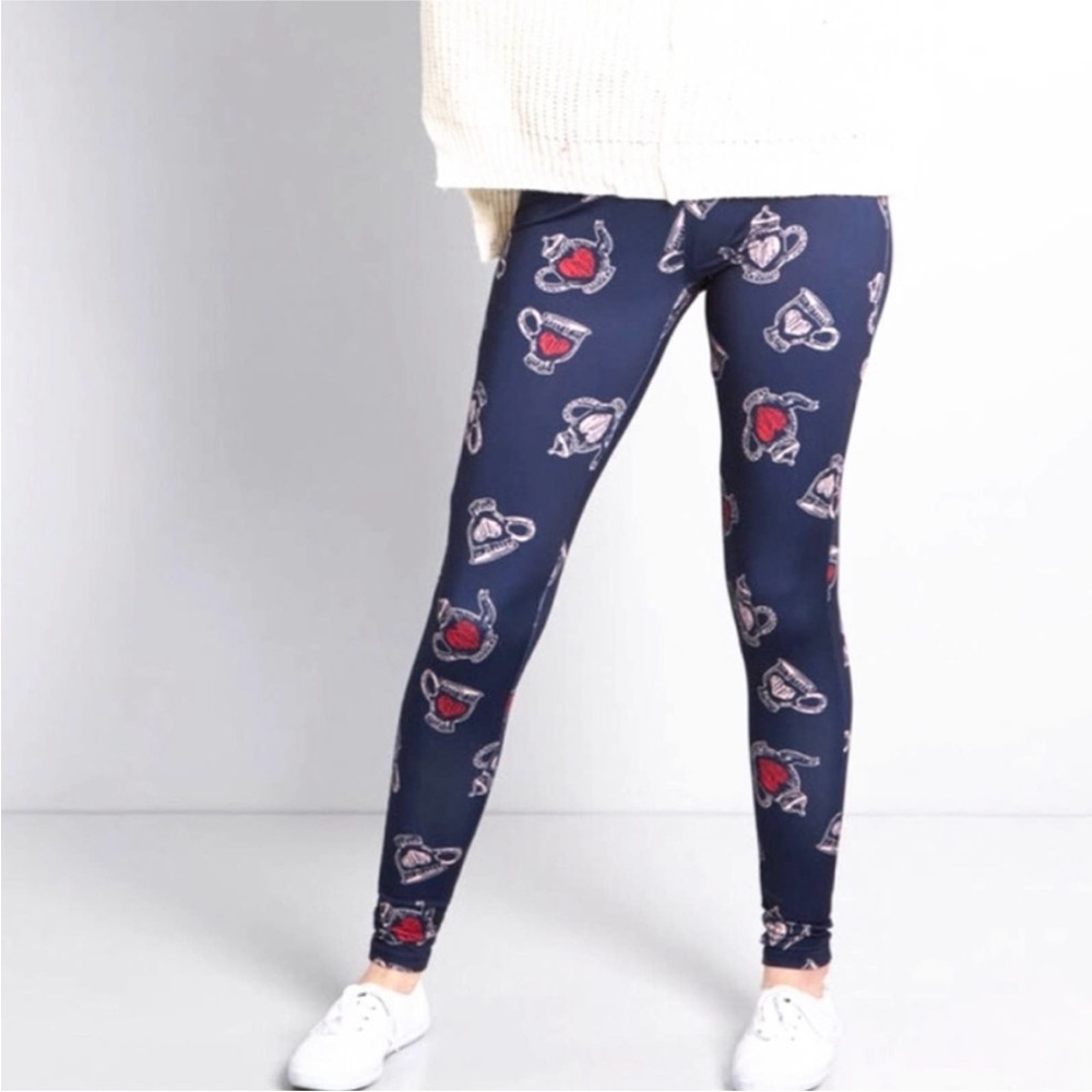 ModCloth Tipsy Elves Teacup Novelty Print Leggings Size M NEW